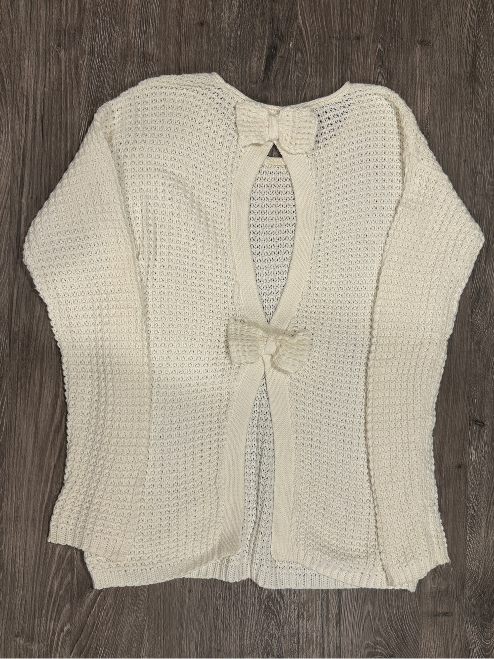 Bethany Mota X Aeropostale Cream Knit Bow-Back Sweater Size Small